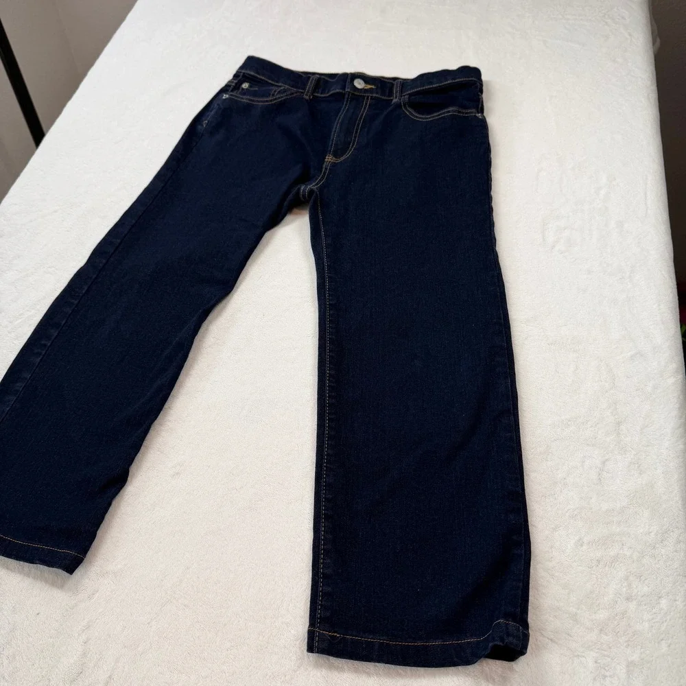 Gap‎ Straight Jeans Boys 16 Husky Blue Good Stretch Dark Wash 486881